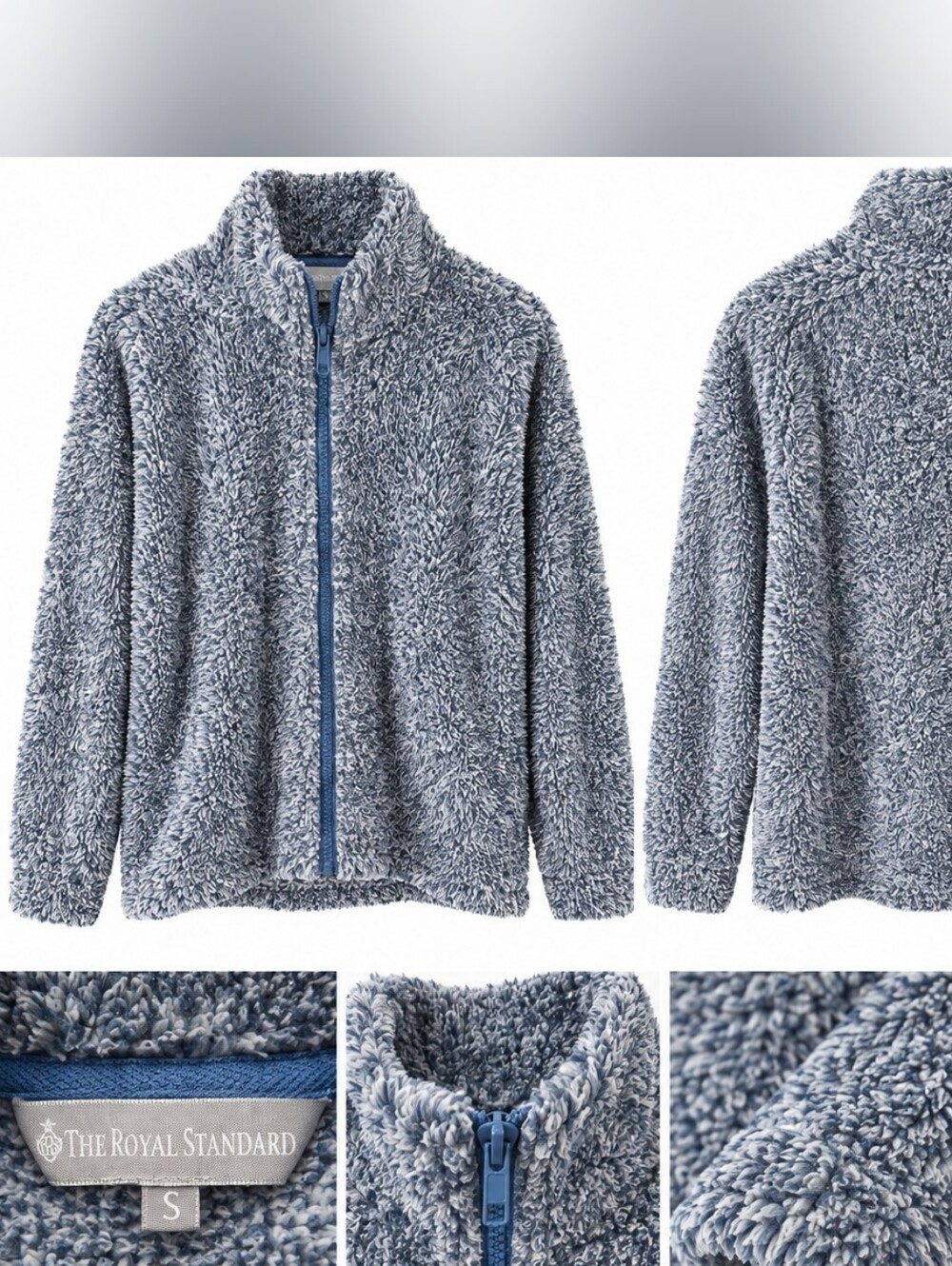 The Royal Standard Women’s Plush Zip-Up Cardigan in Light Blue